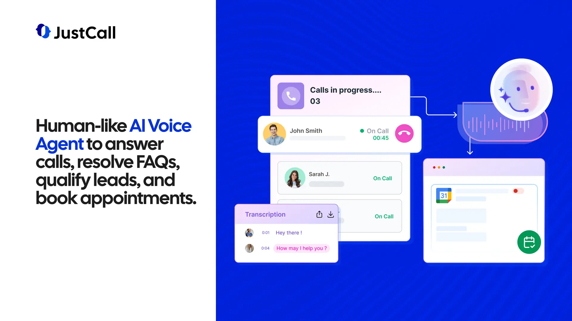 JustCall AI Voice Agent interface